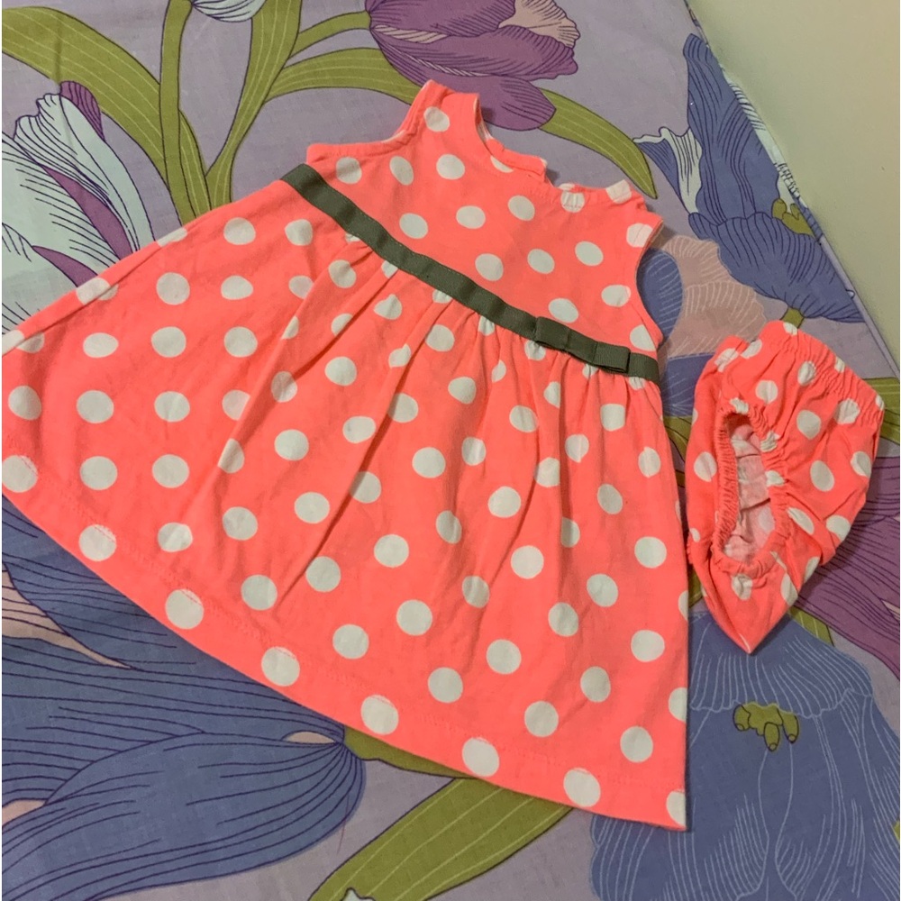NWOT Carter's 2 Pz Coral &  White Polka Dot Dress